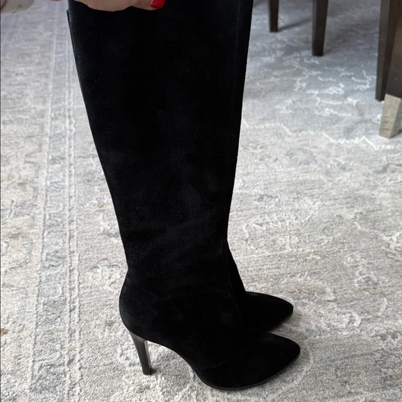 Elegant Suede Black High Boots - Picture 3 of 6